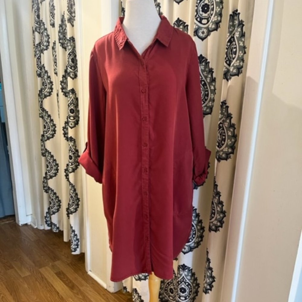 Mododoc Button Front Dress-Burnt Henna